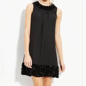 JS Boutique Black Sleeveless Chiffon Shift Cocktail Sequin Dress